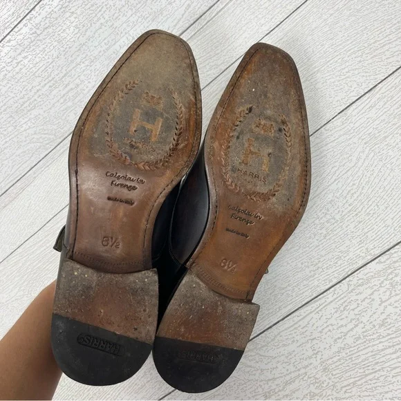 CALZOLERIA HARRIS x BARNEY'S NEW YORK Brown Iridescent Monk Strap Loafers Sz 8.5